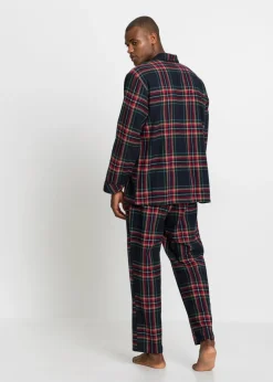 Pijama de franela suave con botones para hombres