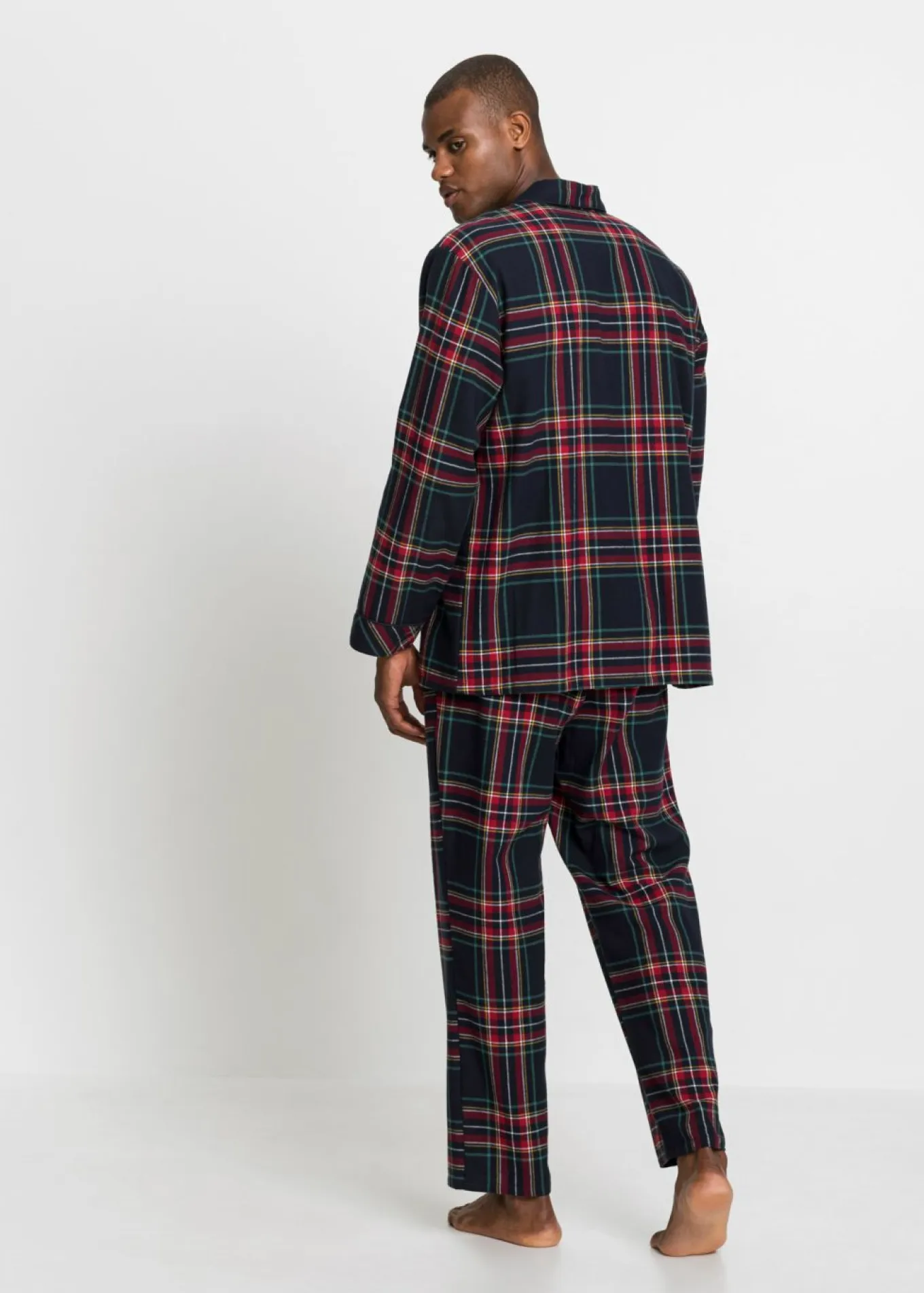 Pijama de franela suave con botones para hombres