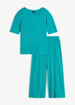 Pijama loungewear de canalé con culotte