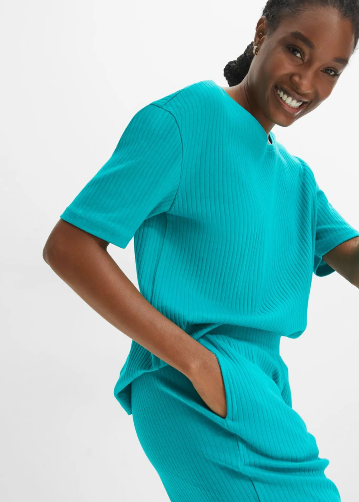 Pijama loungewear de canalé con culotte