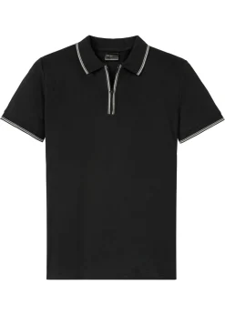 Polo de piqué con cremallera, de algodón puro