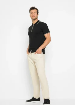 Polo de piqué con cremallera, de algodón puro