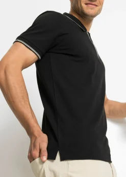 Polo de piqué con cremallera, de algodón puro