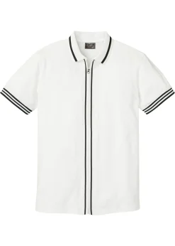 Polo de piqué con cremallera, de algodón puro