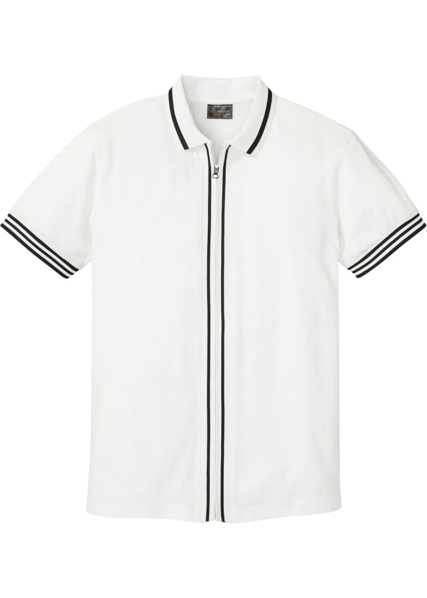 Polo de piqué con cremallera, de algodón puro