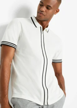 Polo de piqué con cremallera, de algodón puro