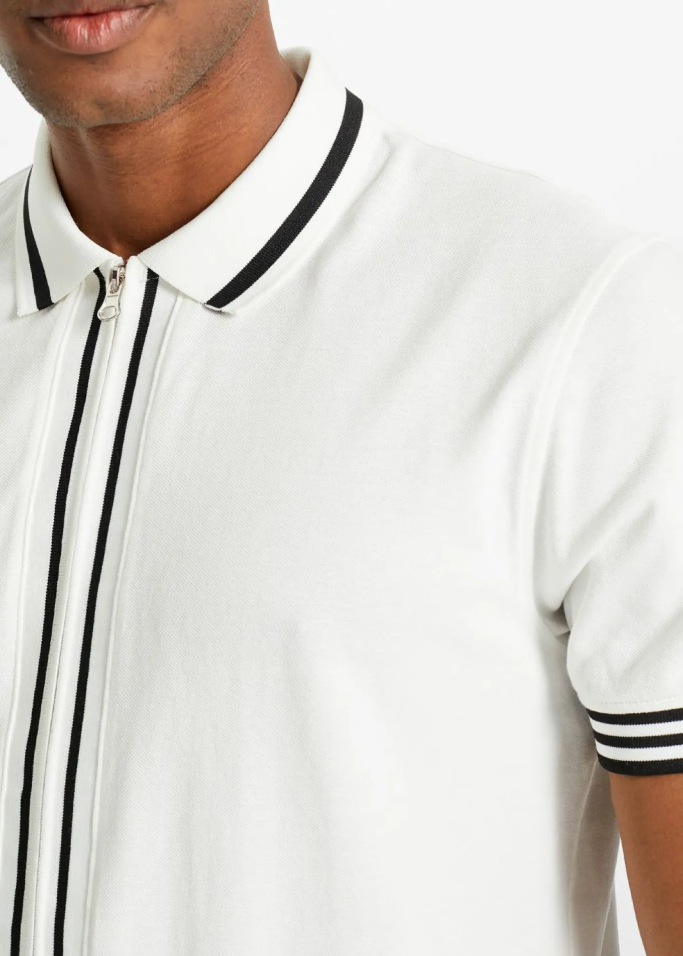 Polo de piqué con cremallera, de algodón puro