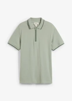 Polo de piqué con cremallera, de algodón puro