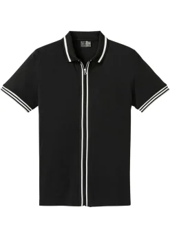 Polo de piqué con cremallera, de algodón puro