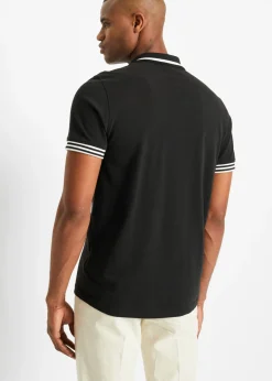 Polo de piqué con cremallera, de algodón puro