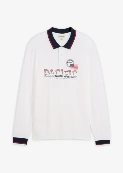 Polo de piqué de algodón orgánico puro con manga larga