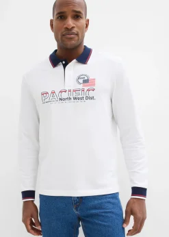 Polo de piqué de algodón orgánico puro con manga larga