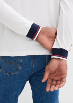 Polo de piqué de algodón orgánico puro con manga larga