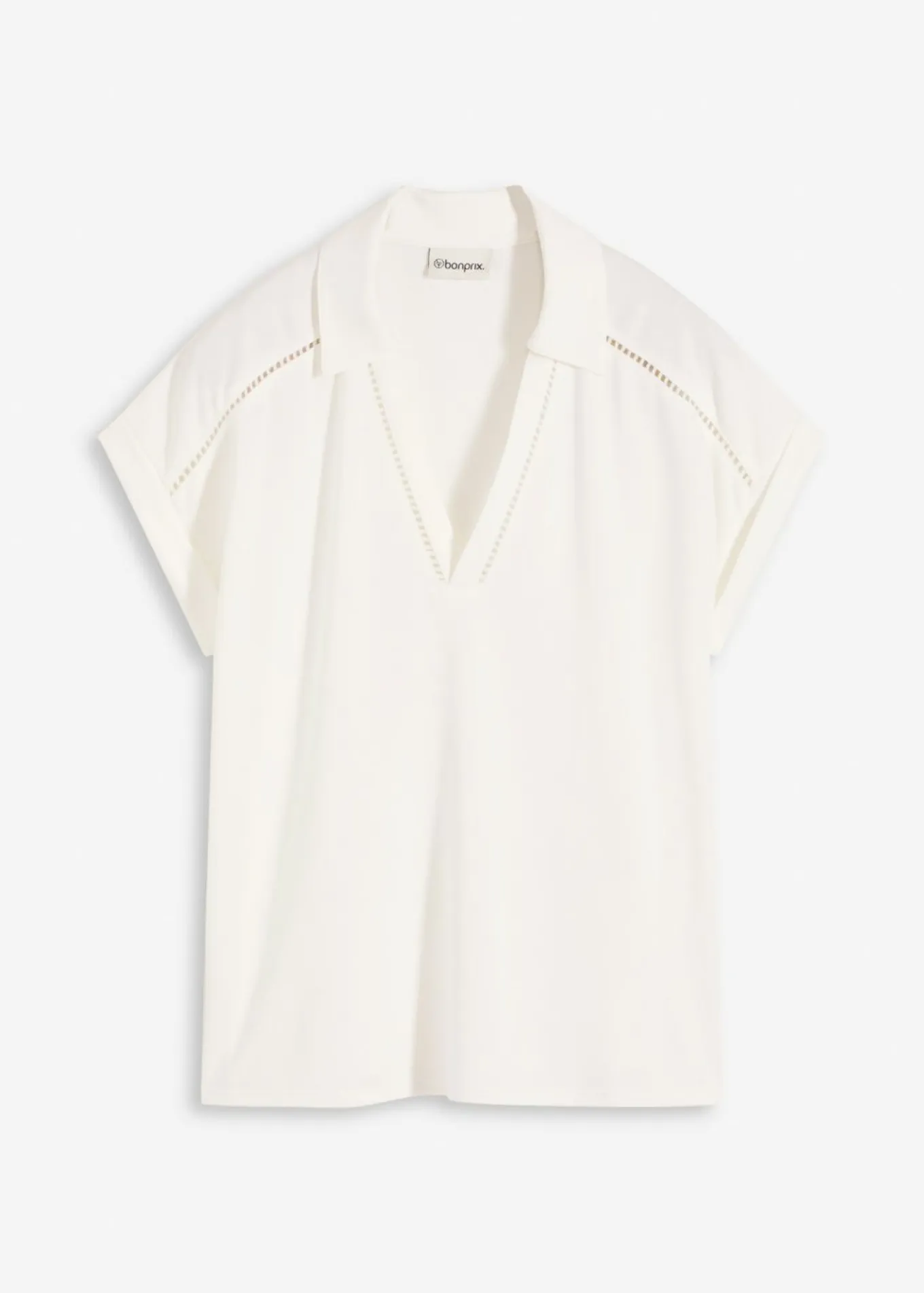 Polo de piqué de viscosa con inserto de encaje