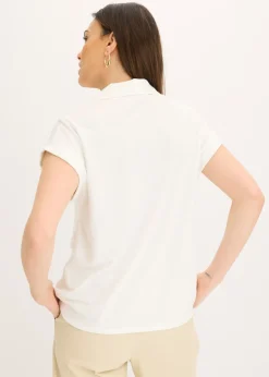 Polo de piqué de viscosa con inserto de encaje
