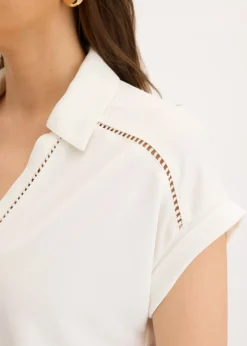 Polo de piqué de viscosa con inserto de encaje
