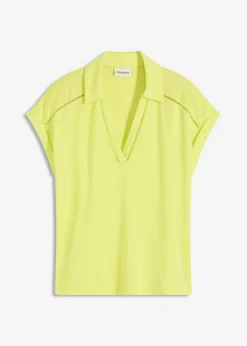 Polo de piqué de viscosa con inserto de encaje