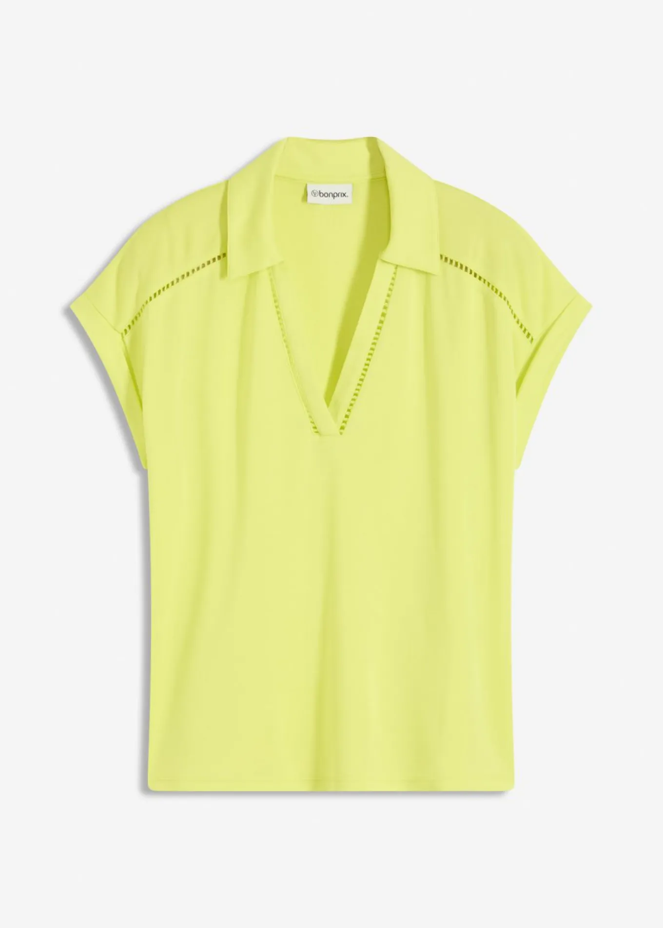 Polo de piqué de viscosa con inserto de encaje