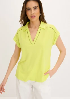 Polo de piqué de viscosa con inserto de encaje