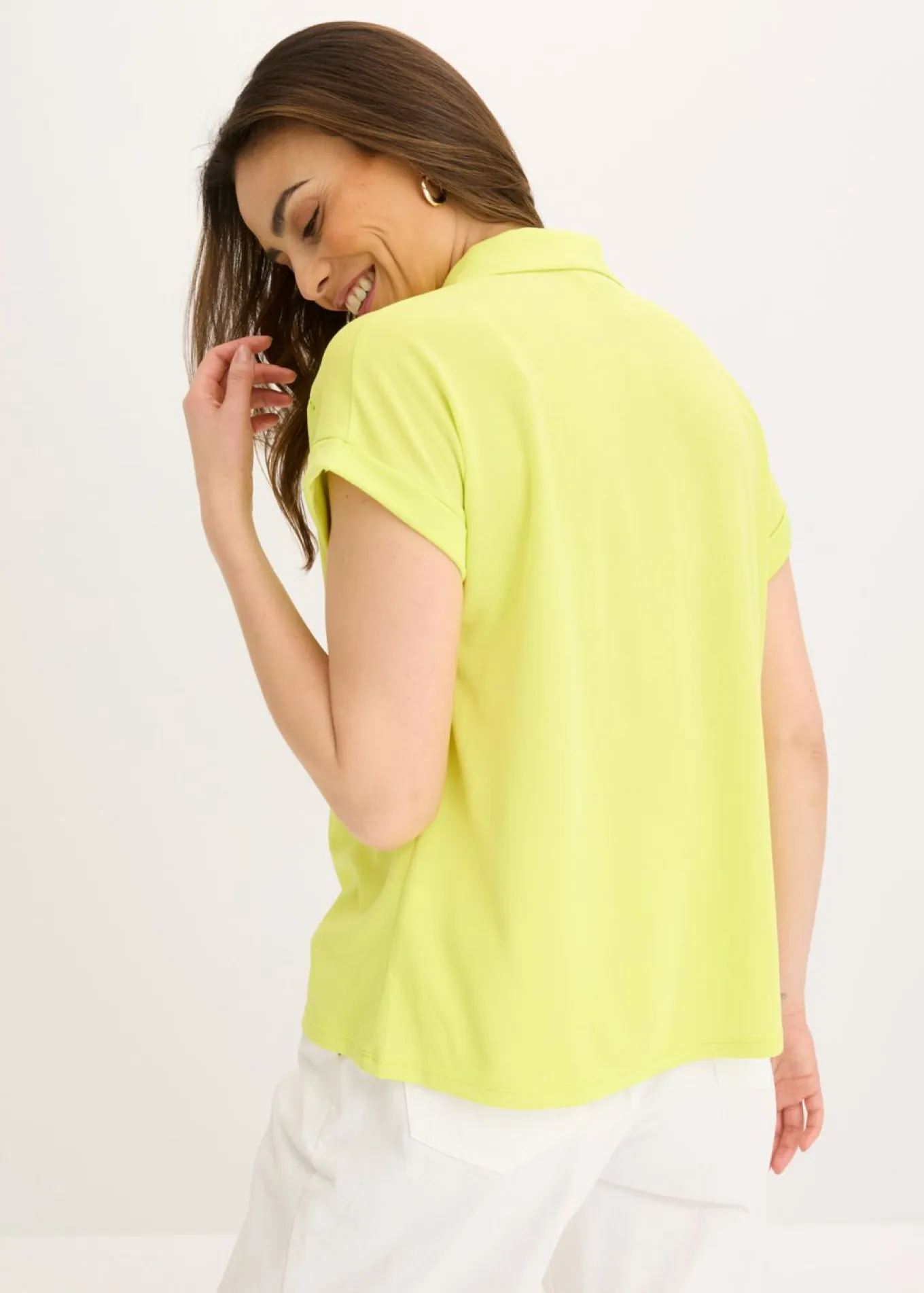 Polo de piqué de viscosa con inserto de encaje