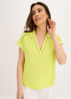 Polo de piqué de viscosa con inserto de encaje