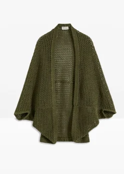 Poncho de punto de ajour con contenido de lino