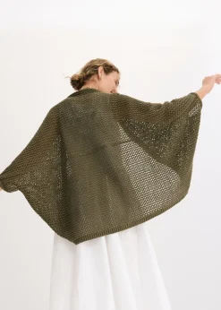 Poncho de punto de ajour con contenido de lino