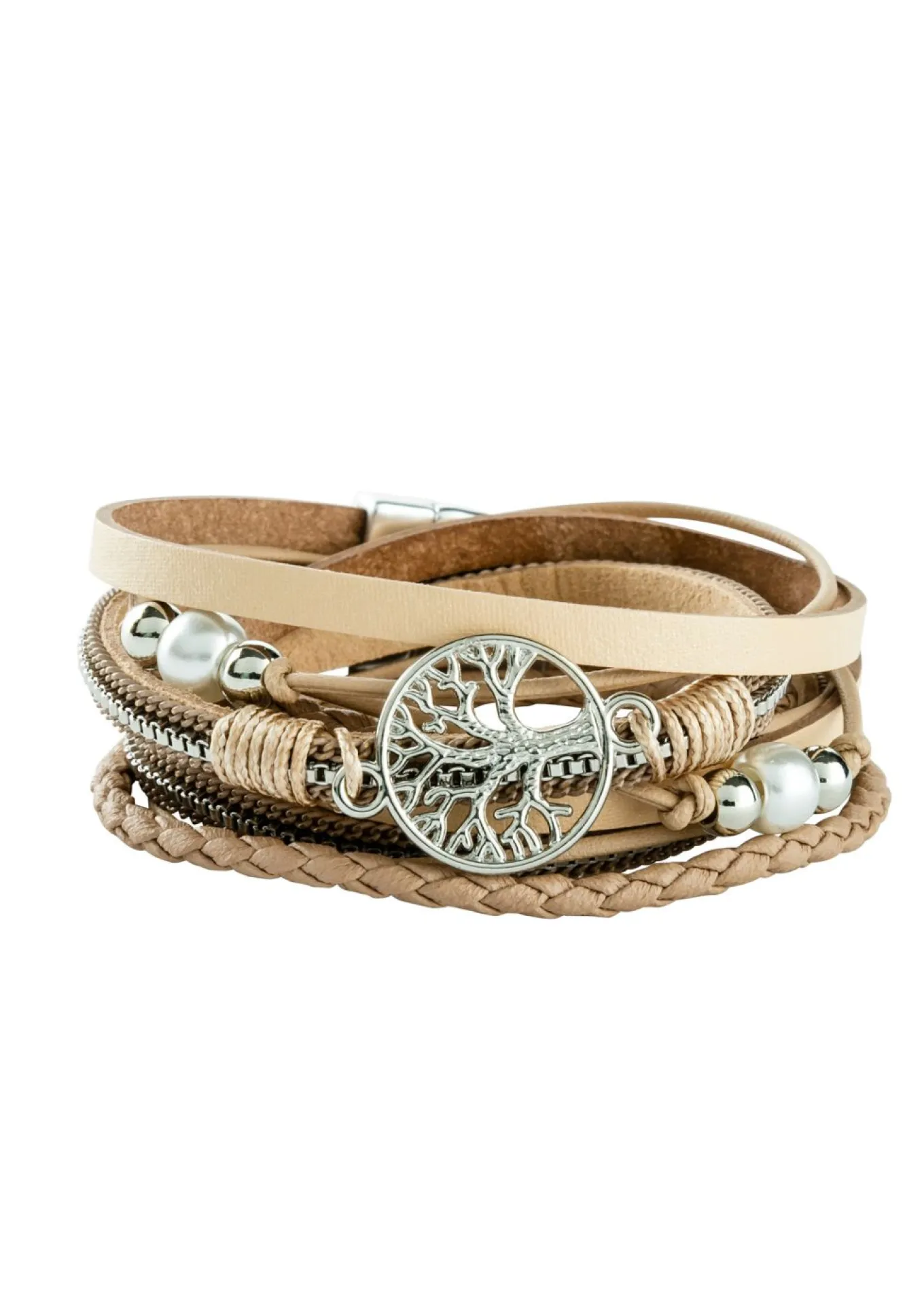 Pulsera cruzada con colgante en forma de árbol de la vida