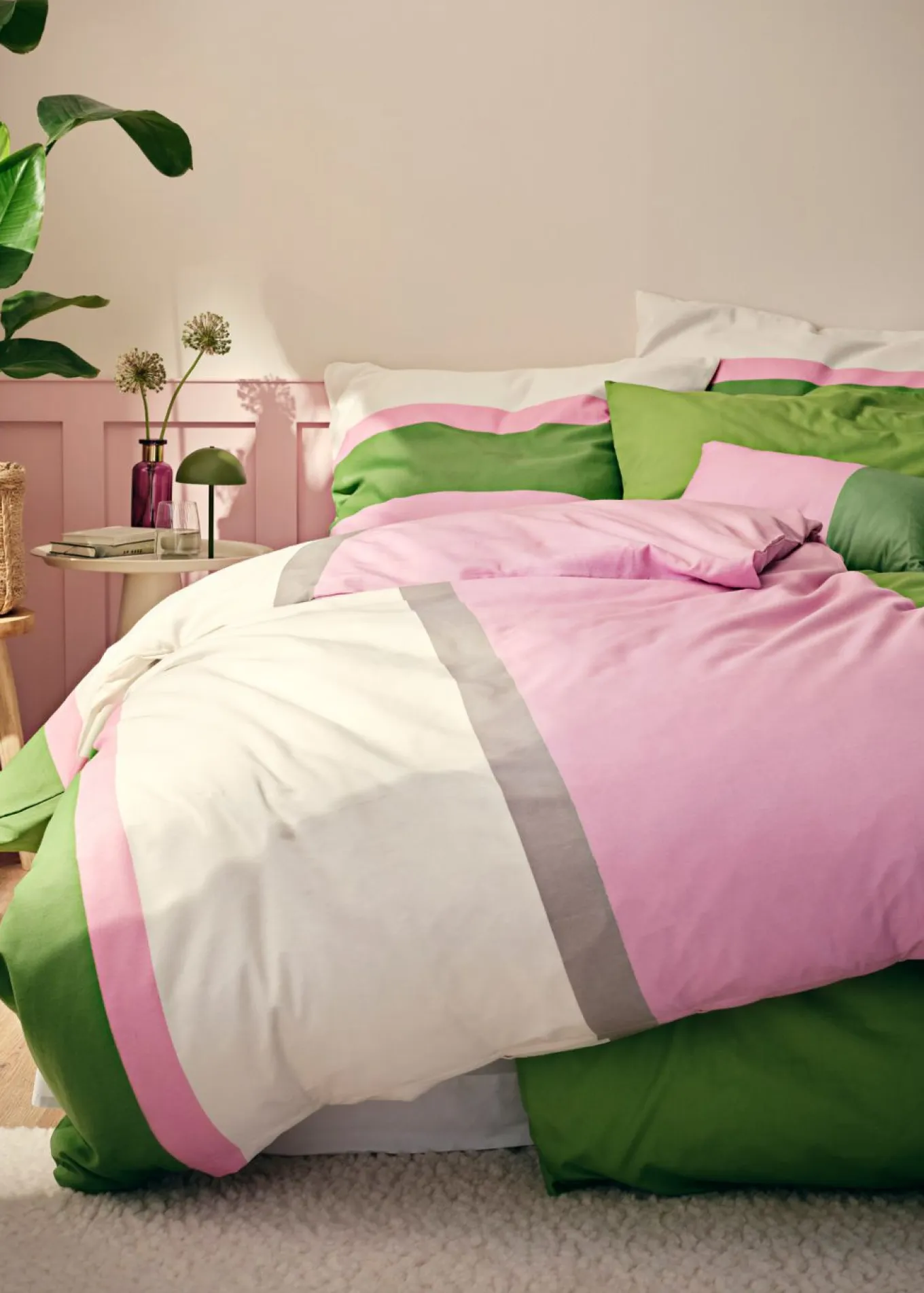 Ropa de cama con diseño de bloques de color