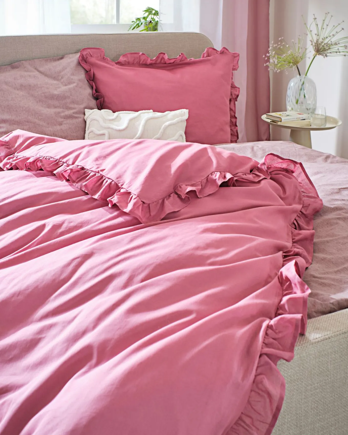 Ropa de cama de linón con volantes