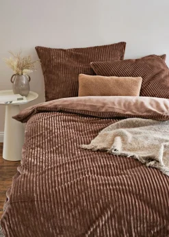 Ropa de cama reversible con tacto de cachemira con aspecto de pana