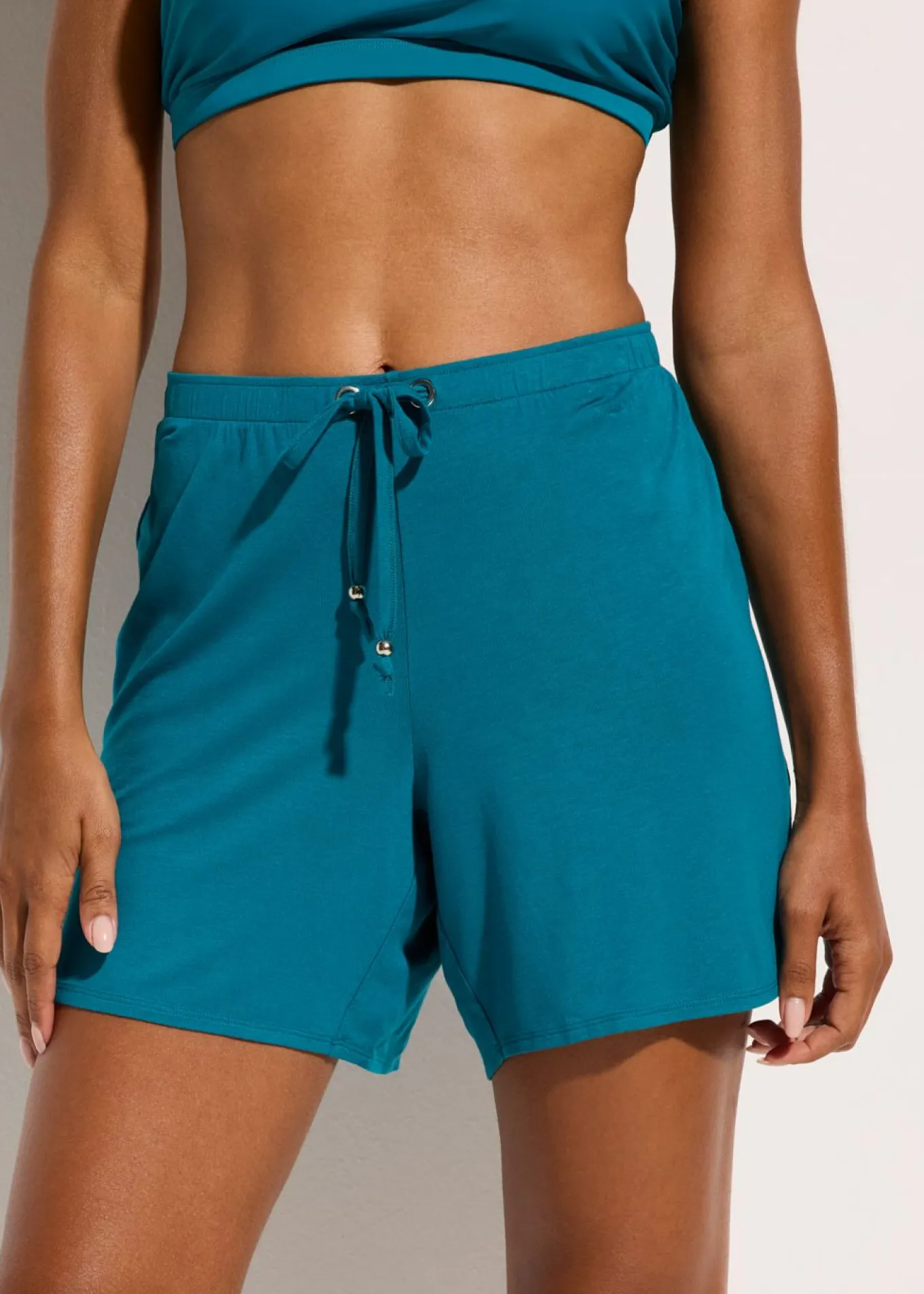 Shorts de playa de mezcla de viscosa fluida