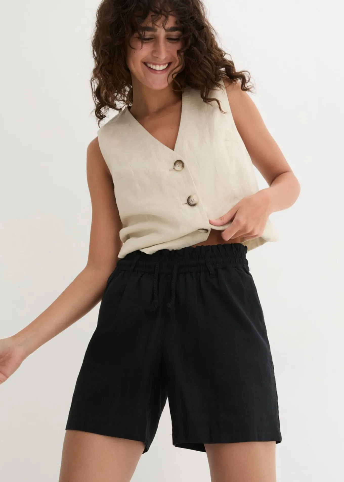 Shorts paperbag con lino