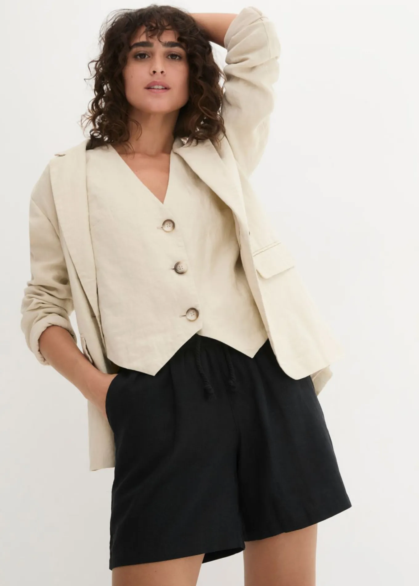 Shorts paperbag con lino