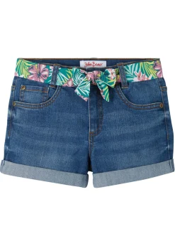 Shorts vaqueros elásticos con cinturón