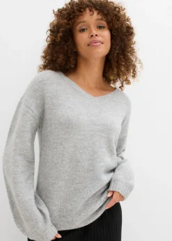 Suave jersey de punto fino con mangas abullonadas