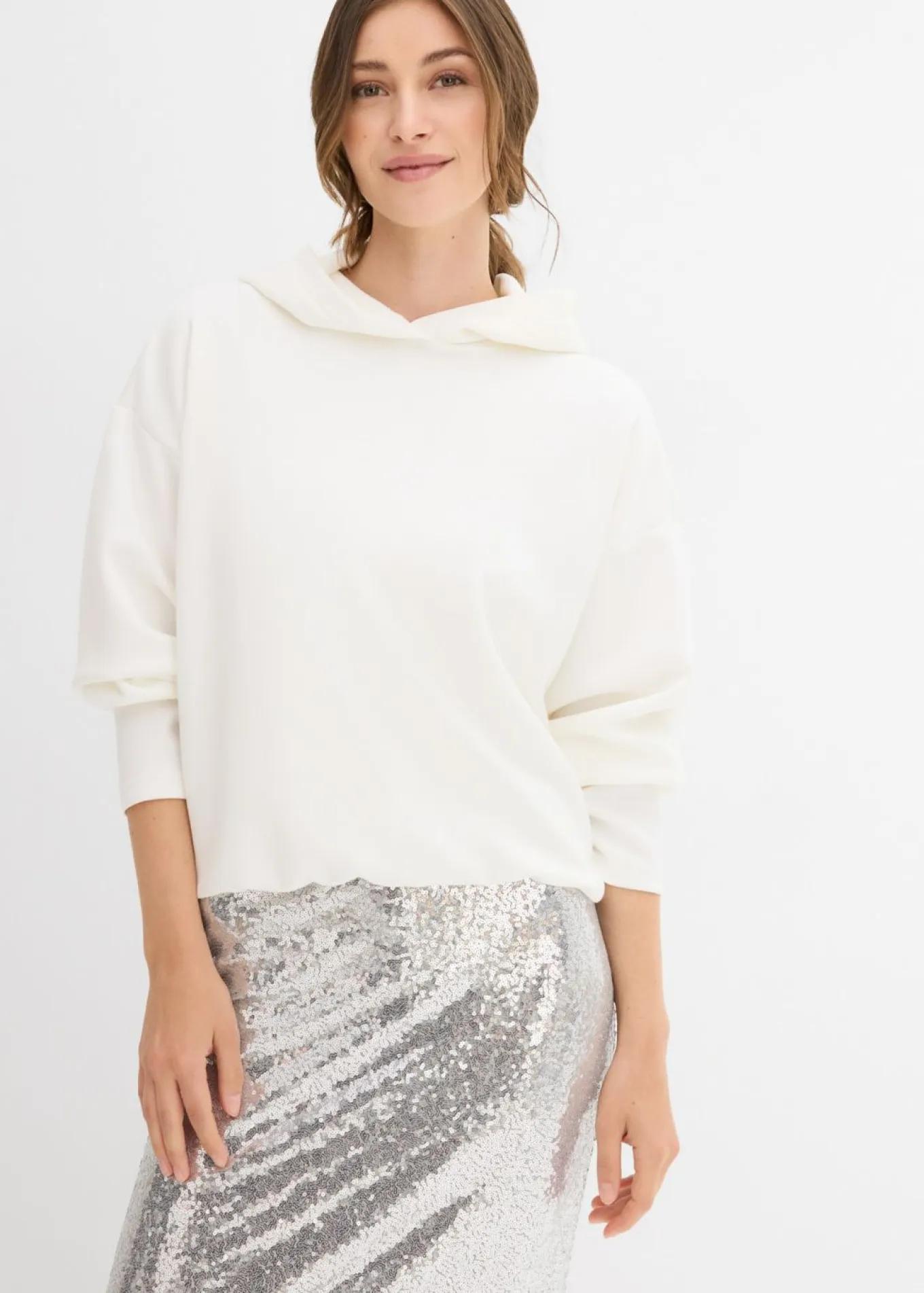 Sudadera con capucha de mezcla de viscosa ligeramente brillante