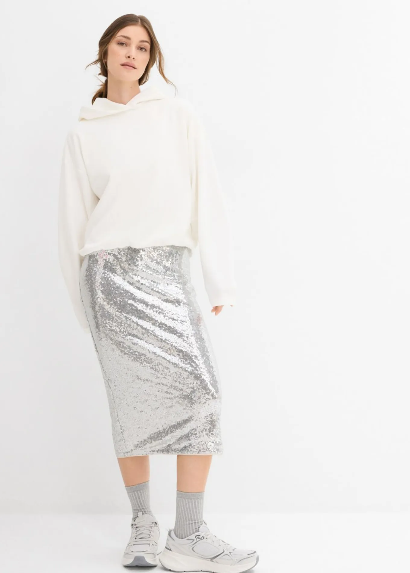 Sudadera con capucha de mezcla de viscosa ligeramente brillante
