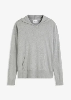 Sudadera con capucha de punto y bolsillo canguro en mezcla de viscosa