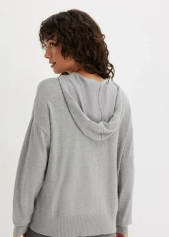 Sudadera con capucha de punto y bolsillo canguro en mezcla de viscosa
