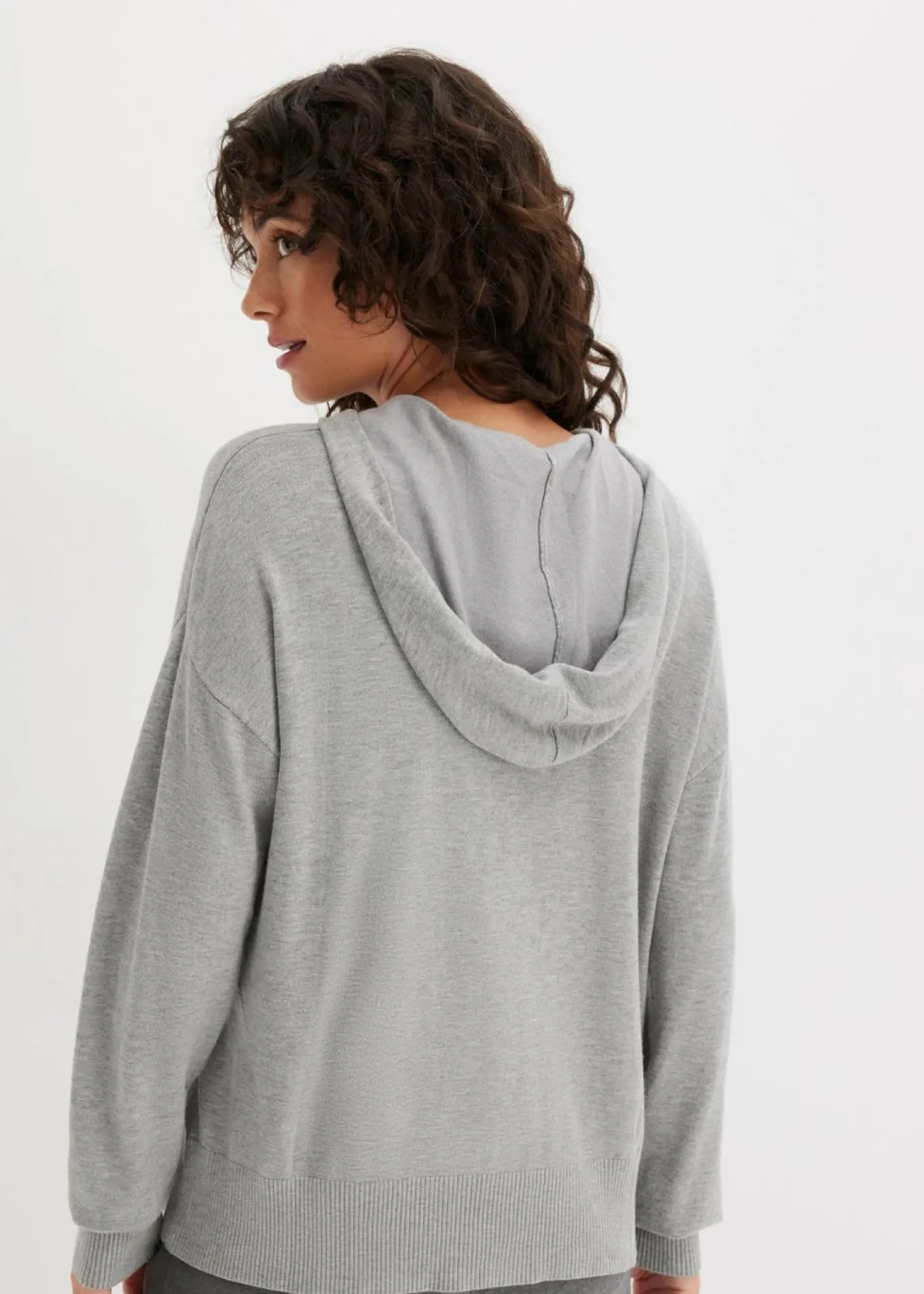 Sudadera con capucha de punto y bolsillo canguro en mezcla de viscosa