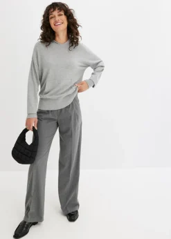 Sudadera con capucha de punto y bolsillo canguro en mezcla de viscosa