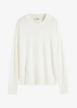 Sudadera con capucha de punto y bolsillo canguro en mezcla de viscosa