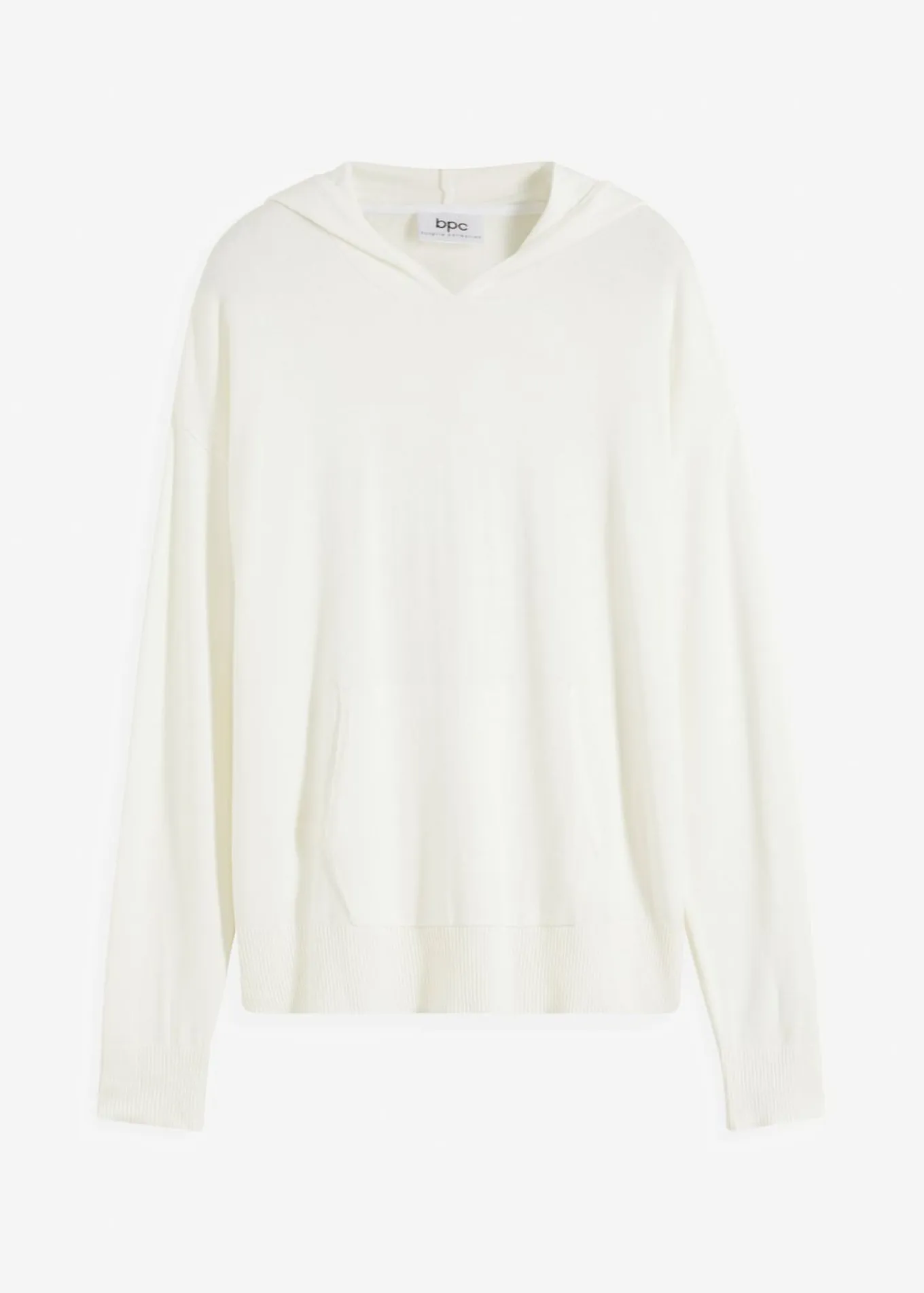 Sudadera con capucha de punto y bolsillo canguro en mezcla de viscosa
