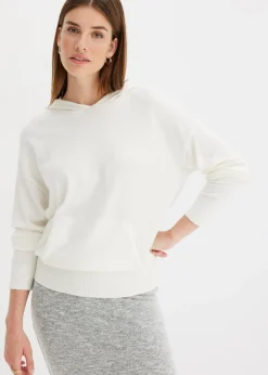 Sudadera con capucha de punto y bolsillo canguro en mezcla de viscosa