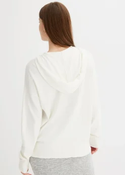 Sudadera con capucha de punto y bolsillo canguro en mezcla de viscosa
