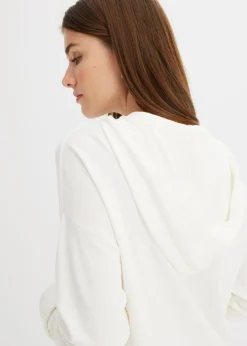 Sudadera con capucha de punto y bolsillo canguro en mezcla de viscosa