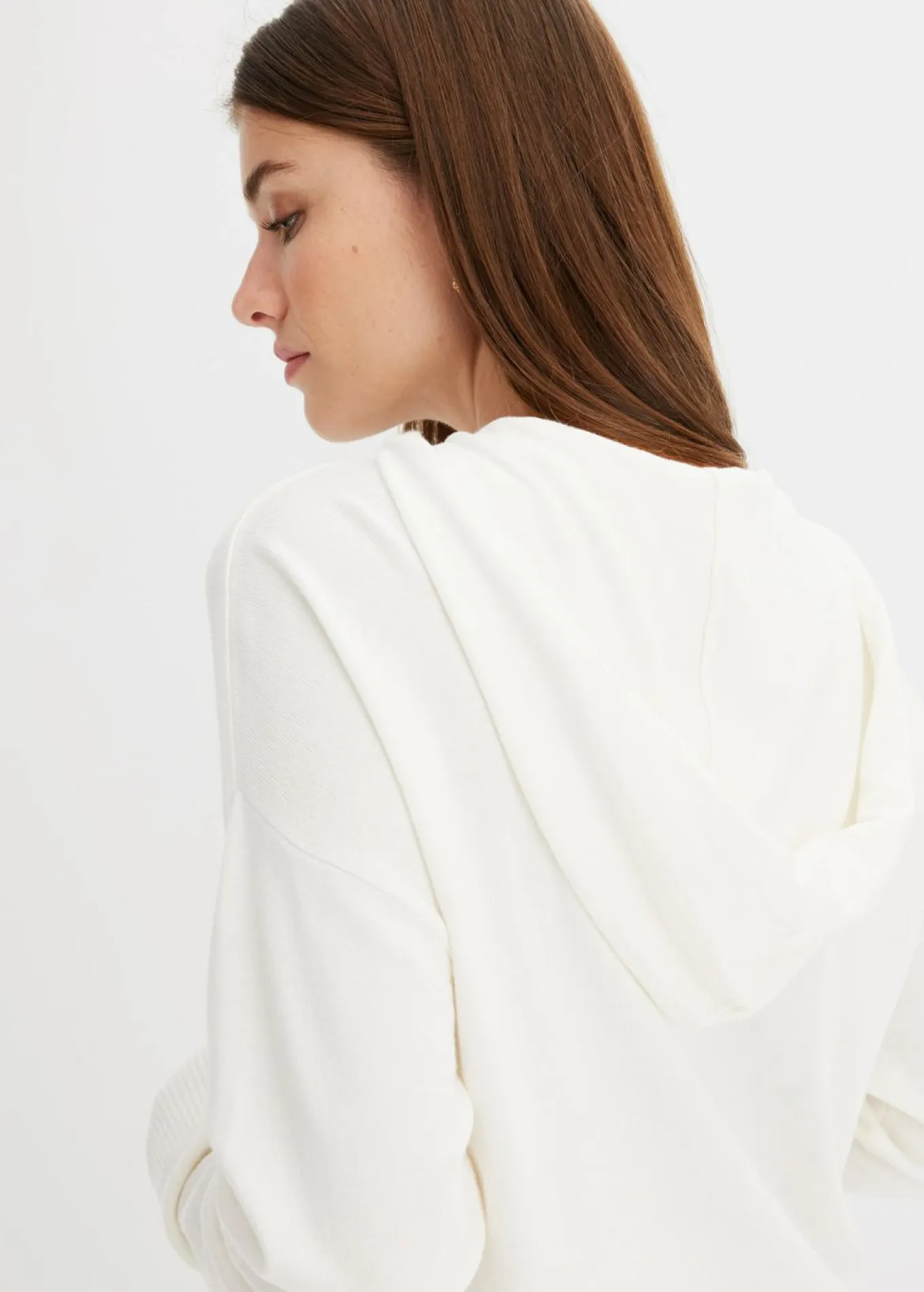 Sudadera con capucha de punto y bolsillo canguro en mezcla de viscosa