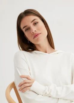Sudadera con capucha de punto y bolsillo canguro en mezcla de viscosa