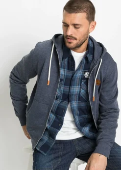 Sudadera con capucha y detalles de piel sintética
